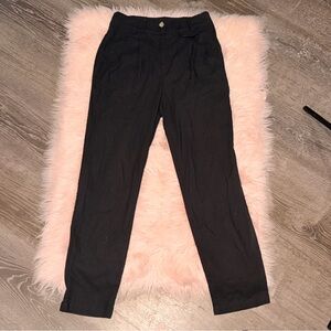 mine Black Linen-Blend Trousers